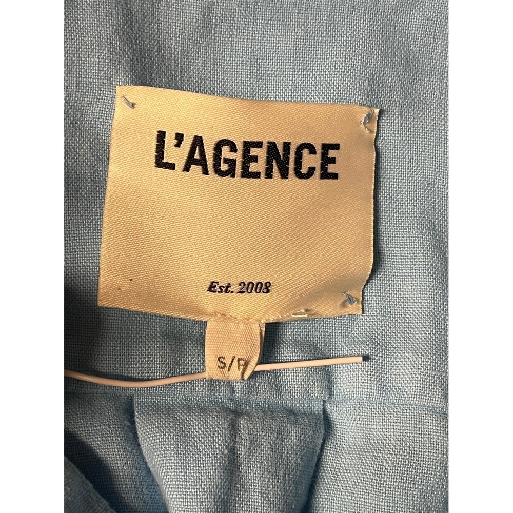L'AGENCE Light Blue Linen‎ Maxi Shirt Dress Long Sleeve Button Down Size S/P - Picture 6 of 15